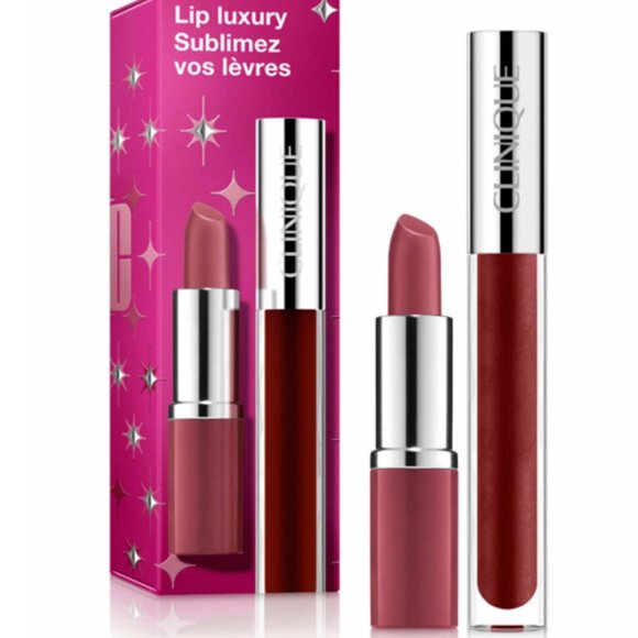 CLINIQUE “LIP LUXURY" 2 Piece Pop Longwear Lipstick/Pop Plush Creamy Lip Gloss - Picture 5 of 14